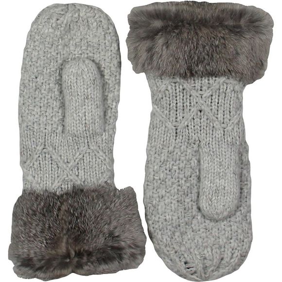 Pajar Hail Women's Chunky Cable Knit Fleece Lined Mittens with Fur Cuffs NWT - Picture 1 of 7